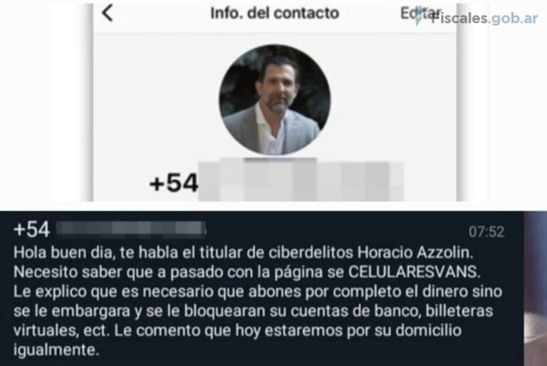 Alerta por ciberestafas desde WhatsApp con la imagen del fiscal Diego Luciani