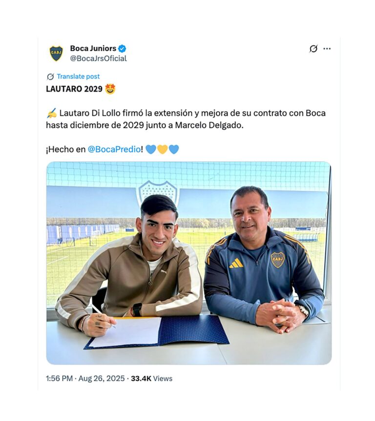 Boca Juniors anunció la renovación del contrato de una de las joyas de su cantera hasta 2029