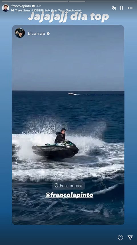“Día top”: el video de Franco Colapinto en una moto acuática durante sus vacaciones antes de volver a la F1