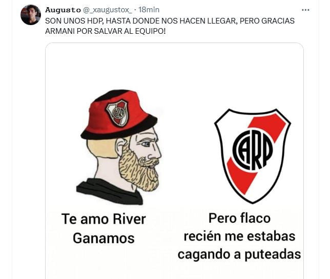 Los mejores memes de la clasificación de River por penales ante Unión en la Copa Argentina: Franco Armani, el héroe Los mejores memes de la clasificación de River por penales ante Unión en la Copa Argentina: Franco Armani, el héroe