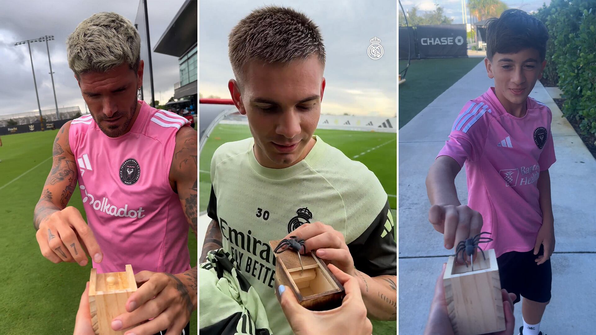 La broma viral de Halloween llegó al fútbol: las divertidas reacciones de De Paul, Mastantuono y Thiago Messi